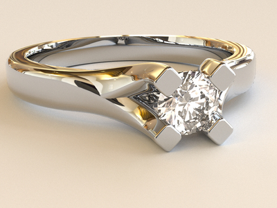 14 karat wit gouden ring met een briljant geslepen diamant 0.25ct